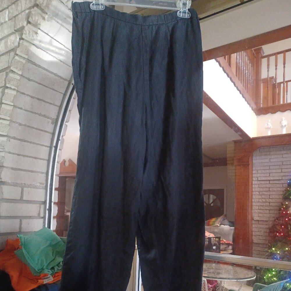 Valerie Stevens Women's 100% Linen Pants L Black